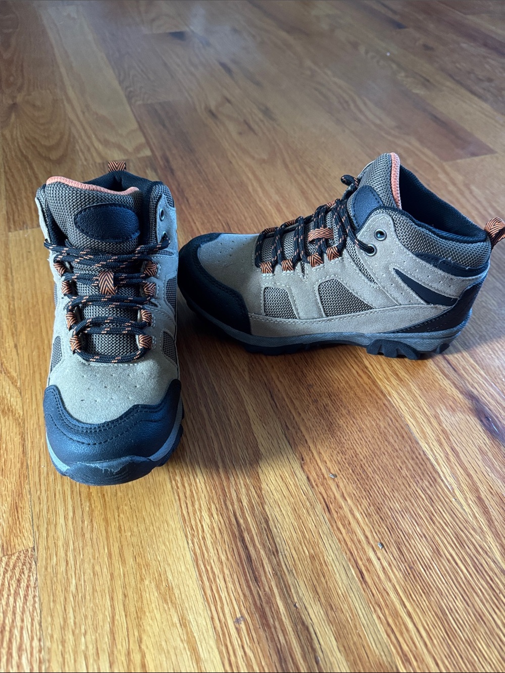Ozark Trail Brown and Black YOUTH Hiking Boots with Orange Accents